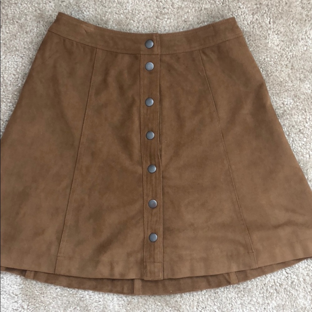 Suede button up skirt